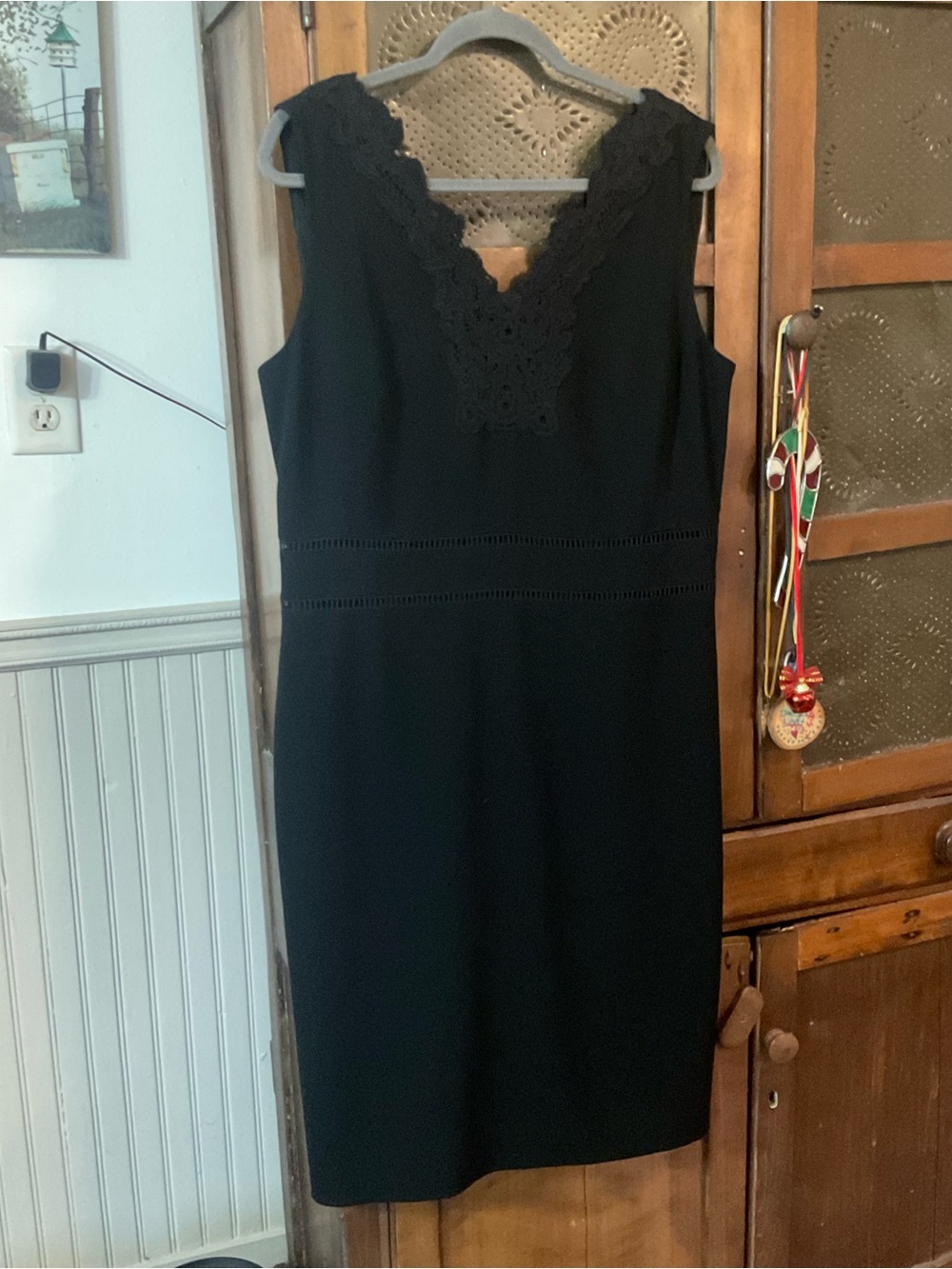 T by Talbots Black Lace Trim Dress 12